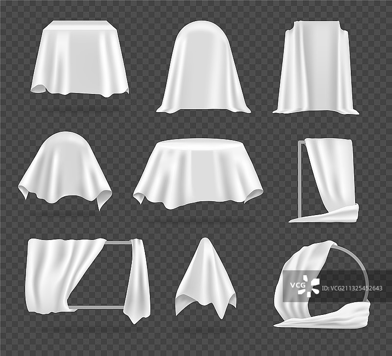 白色纺织品封面逼真桌布图片素材