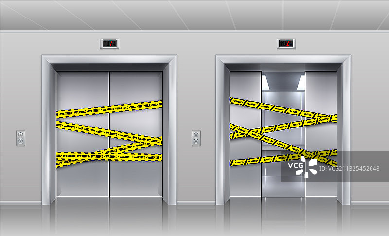 电梯维修或维护中图片素材