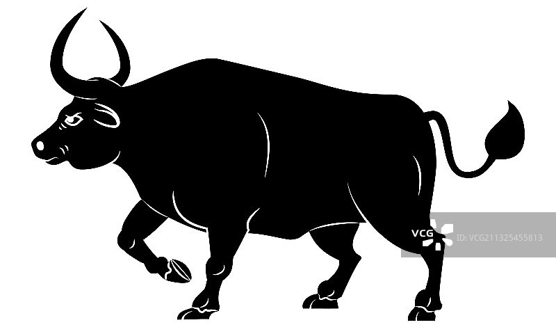 站立的公牛轮廓剪影图片素材