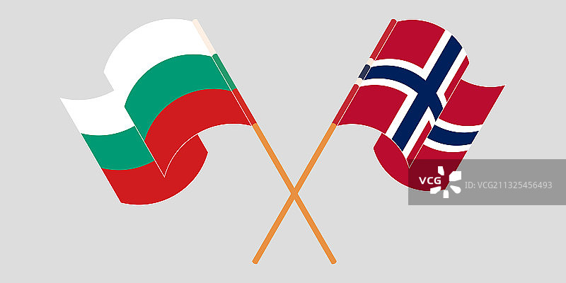 保加利亚和挪威交叉挥舞的旗帜图片素材
