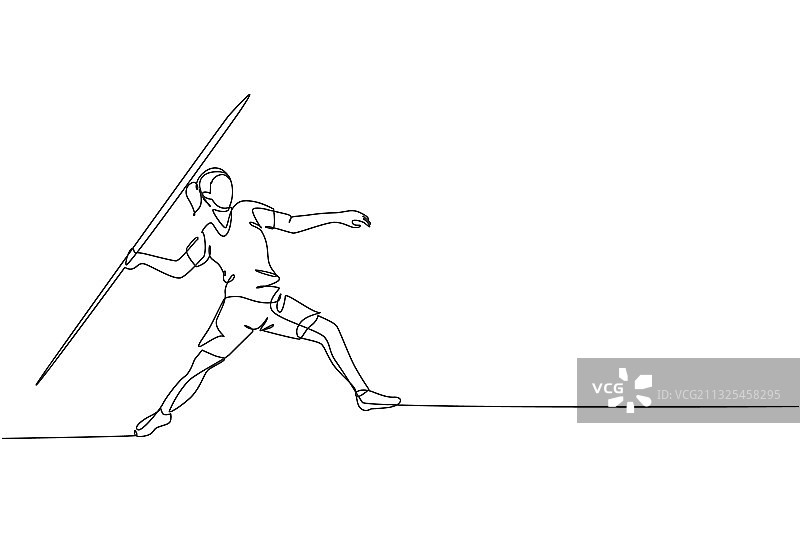 年轻运动员的单线连续画图片素材