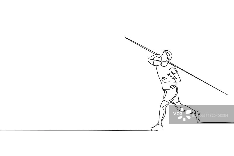 一笔画：年轻的运动型男人图片素材