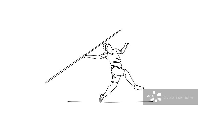 一笔画：年轻的运动型男人图片素材