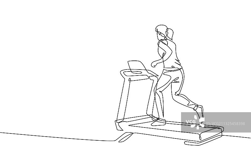 单线绘制充满活力的年轻女人图片素材