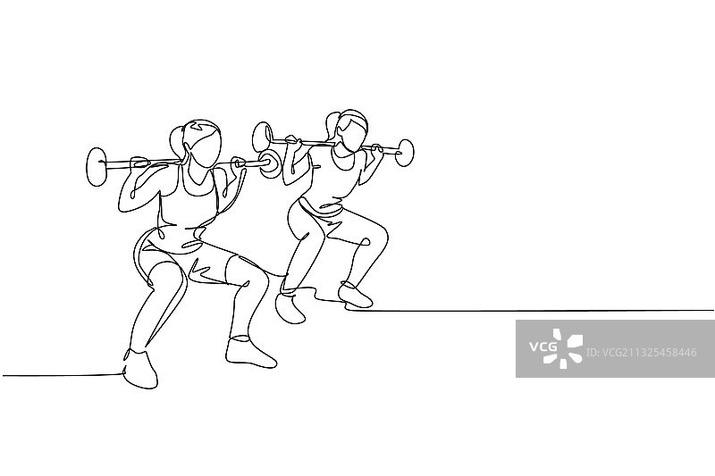 运动风少年双人单线连续画图片素材