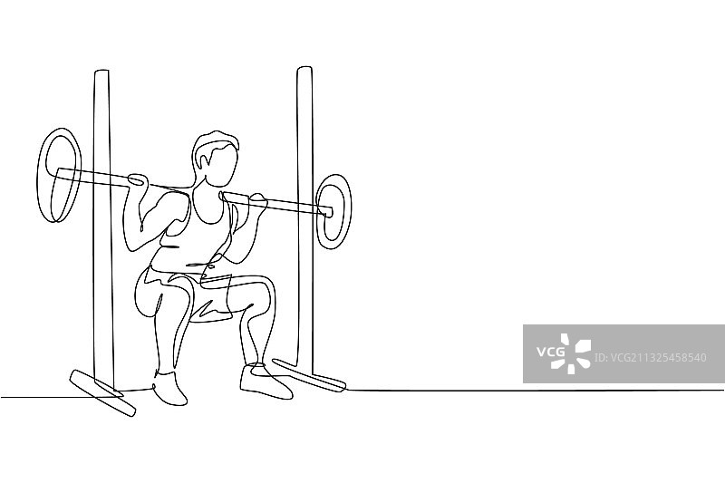 年轻运动员的单线连续画图片素材