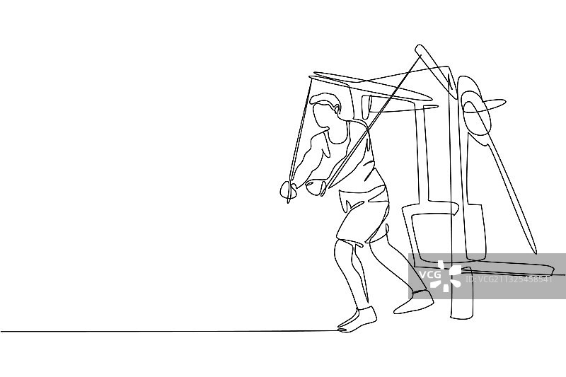 一笔画：年轻的运动型男人图片素材