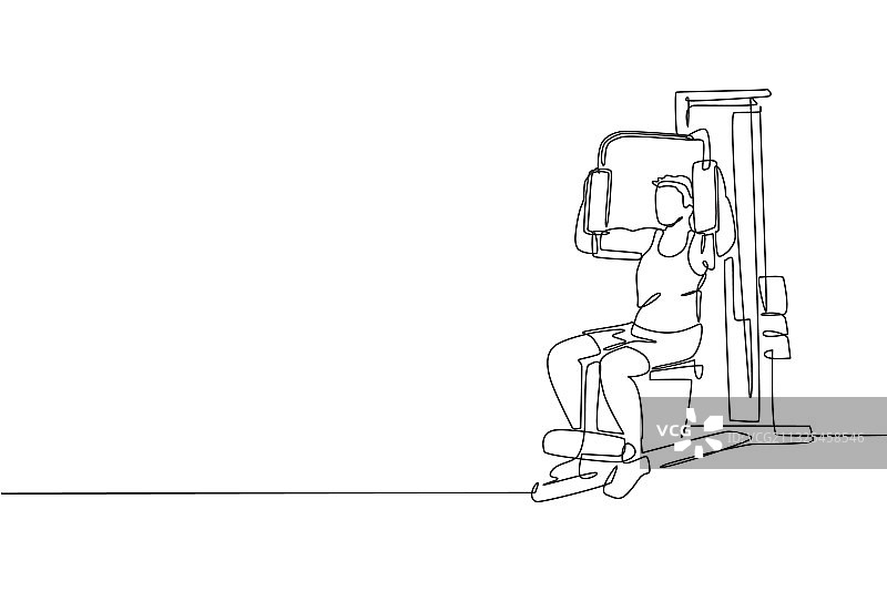 一笔画：年轻的运动型男人图片素材