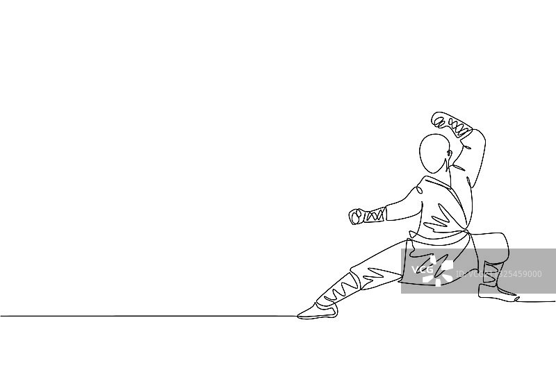 健壮青年单线连续绘图图片素材