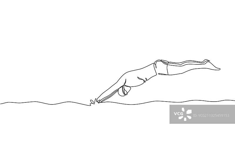 一笔画年轻运动健将图片素材