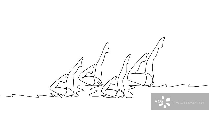 年轻运动女性的连续线条画图片素材