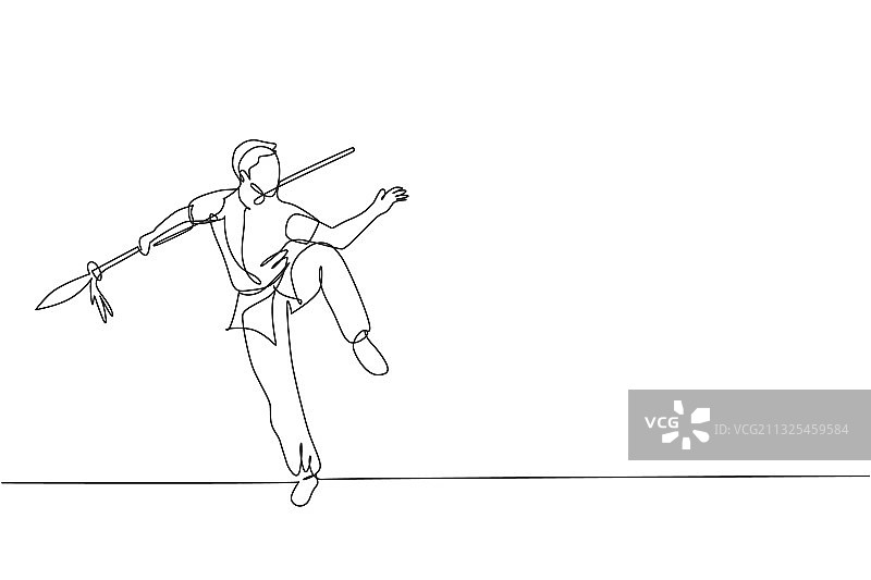 穿和服的年轻男人单线画图片素材