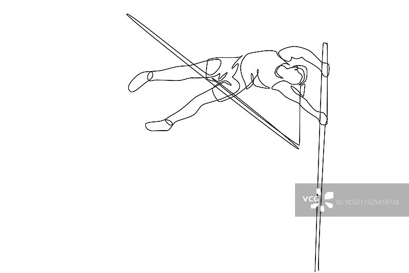 单线绘制充满活力的年轻女人图片素材