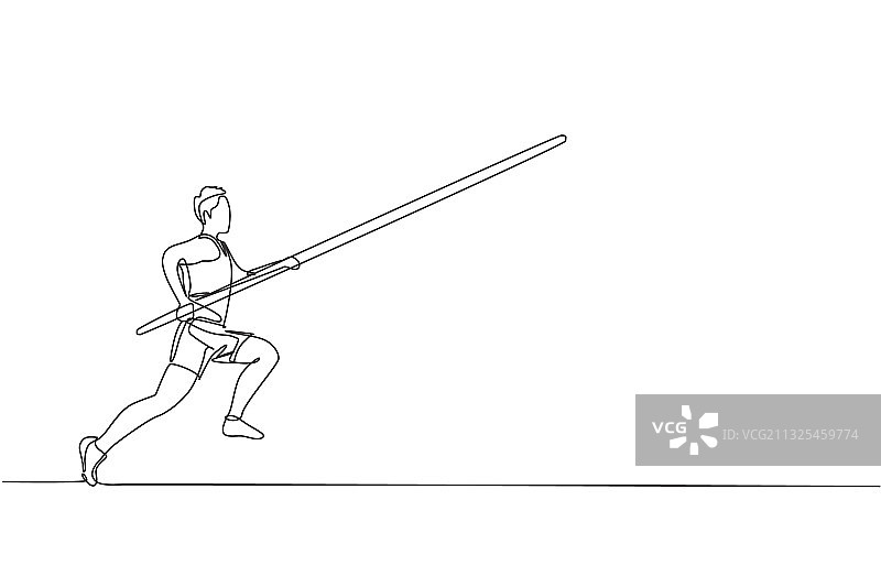 一笔画：年轻的运动型男人图片素材
