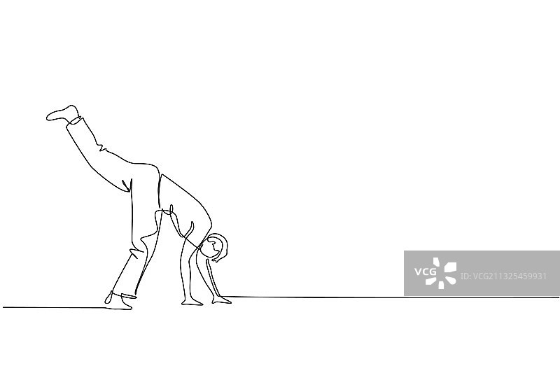 运动型年轻人连续线条画图片素材