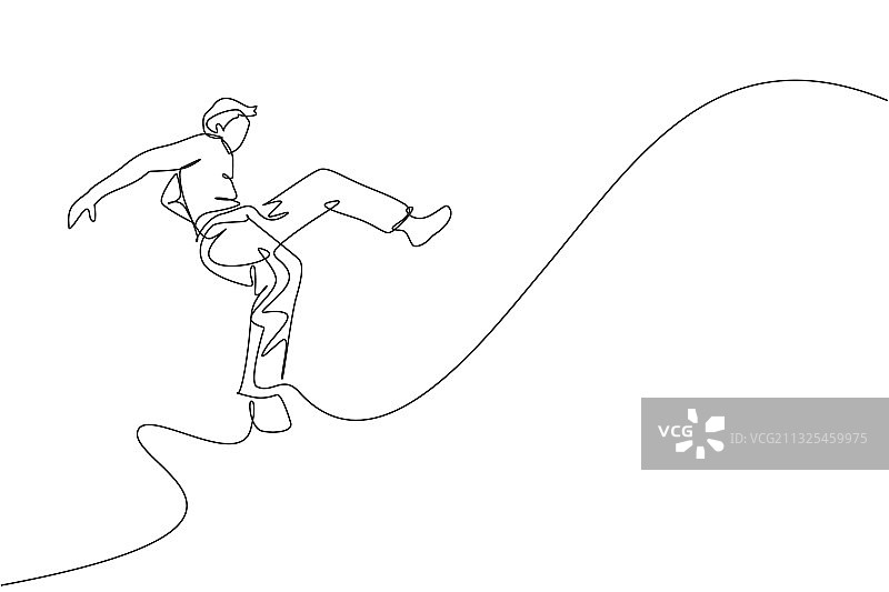 充满活力的年轻男人单线画图片素材