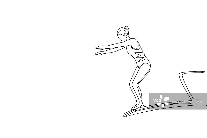 连续线条画：年轻的运动女性图片素材