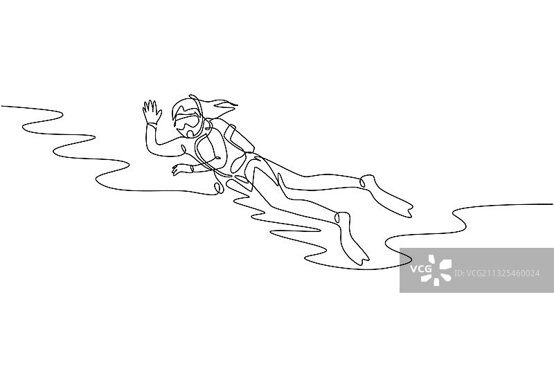 单线绘制充满活力的年轻女人图片素材