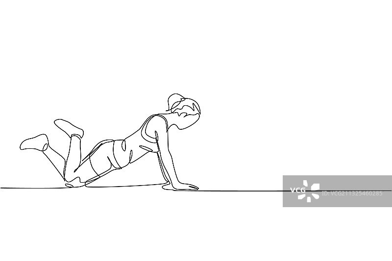 单线绘制充满活力的年轻女人图片素材