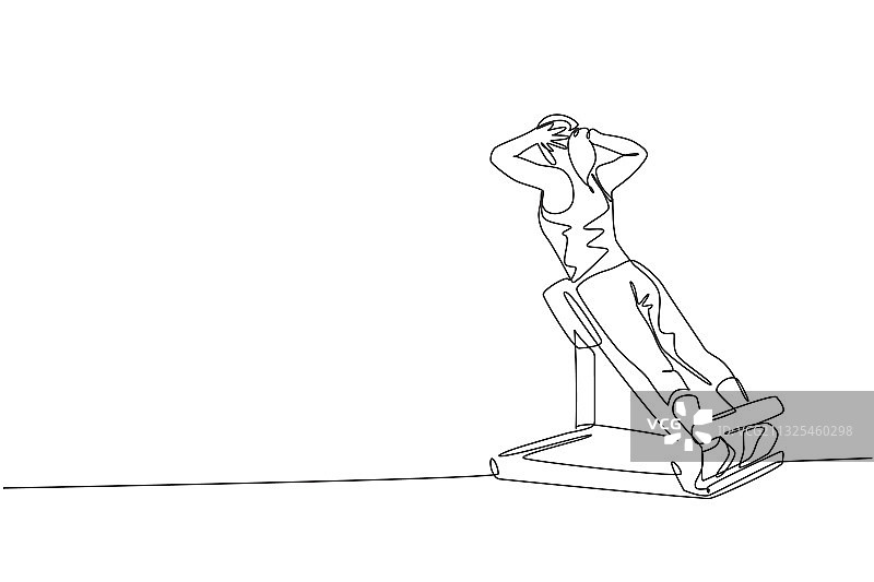 连续线条画：年轻的运动女性图片素材