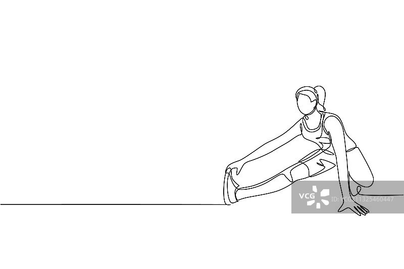 连续线条画：年轻的运动女性图片素材