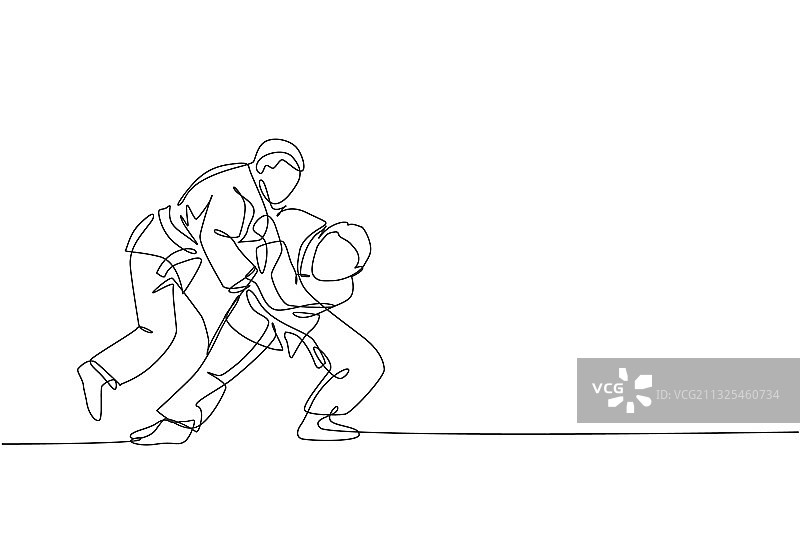 单线绘画：两个充满活力的年轻人图片素材