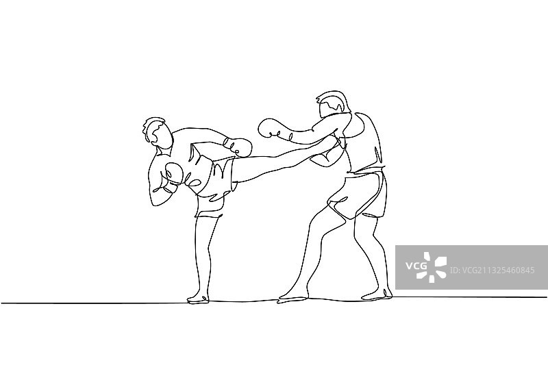 运动风少年双人单线连续画图片素材