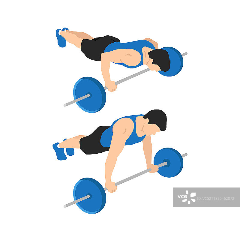 杠铃俯卧撑运动图片素材
