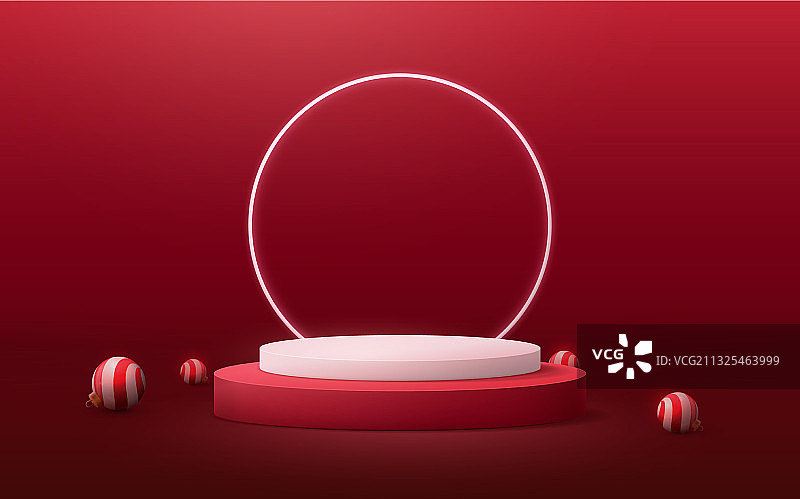 圣诞球元素圆形展示台图片素材