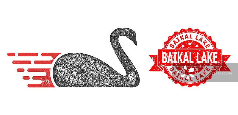 贝加尔湖天鹅印章和网络图片素材