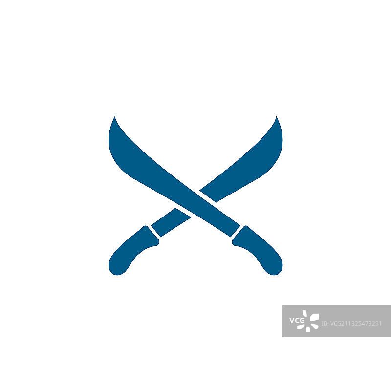 白色背景上的蓝色剑交叉图标图片素材