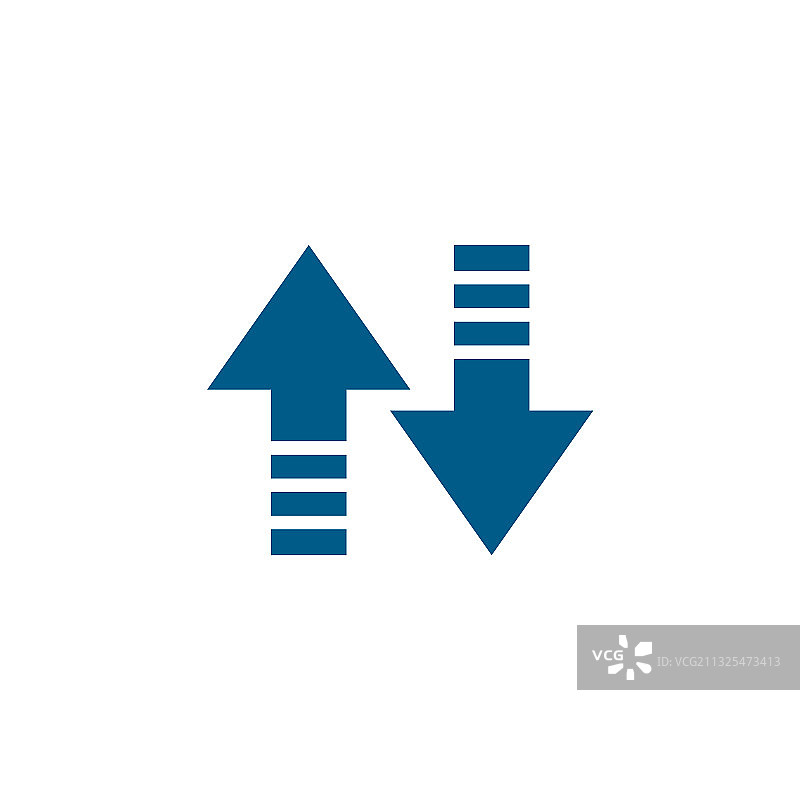 白色背景上的蓝色的上下箭头图标图片素材