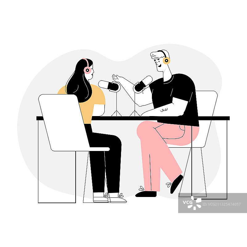 电台主持人采访播客嘉宾图片素材