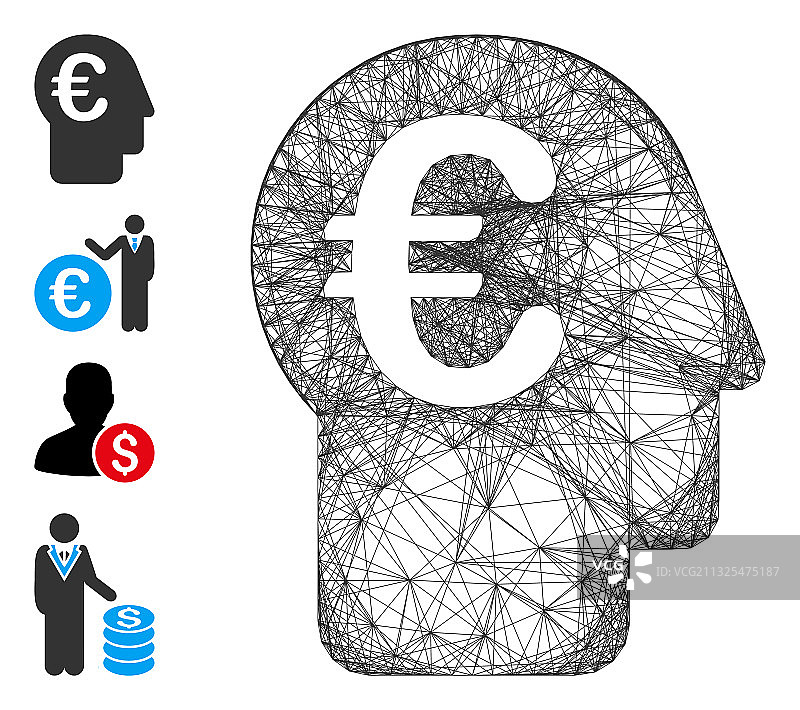 线性欧元银行家网格图片素材