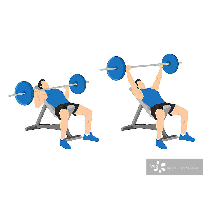 上斜杠铃卧推图片素材