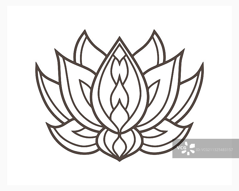 白色背景上的莲花涂鸦图标图片素材