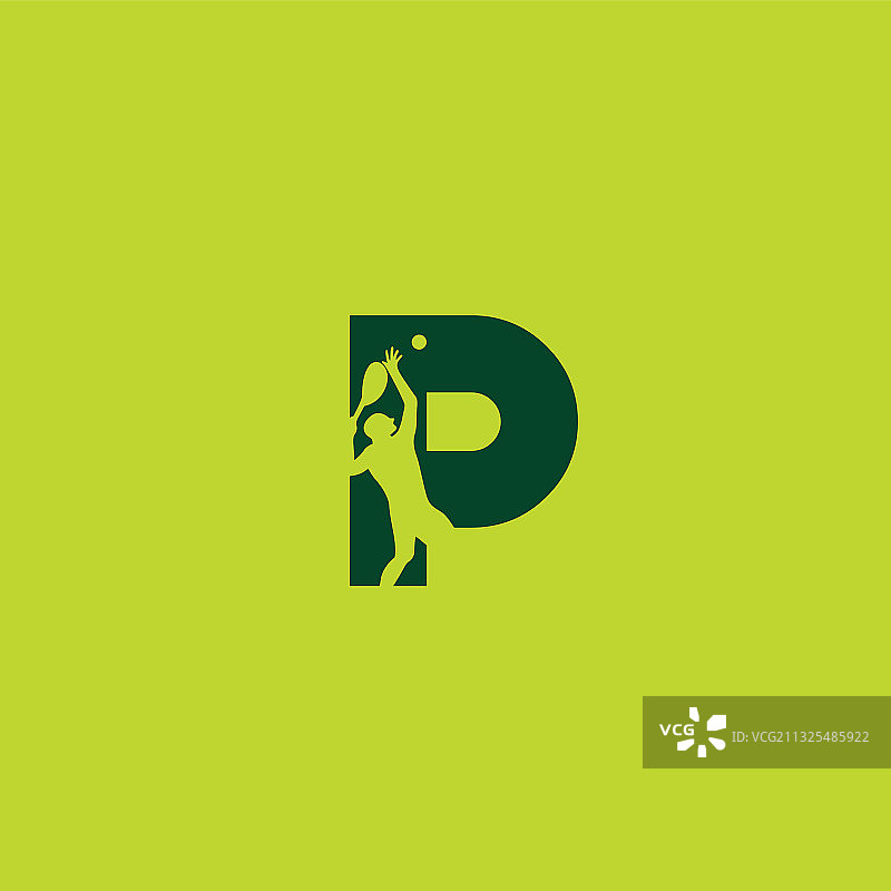 P字母网球运动标志设计图片素材