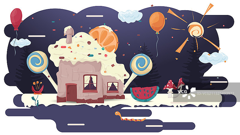 房屋纸杯蛋糕烘焙，配一片柑橘图片素材