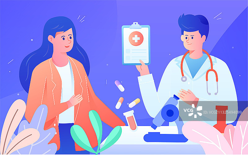 医生治疗新型疾病流感医疗健康背景矢量插画图片素材