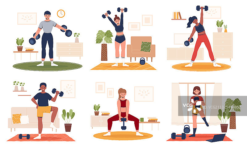 在家锻炼身材概念插图素材图片素材