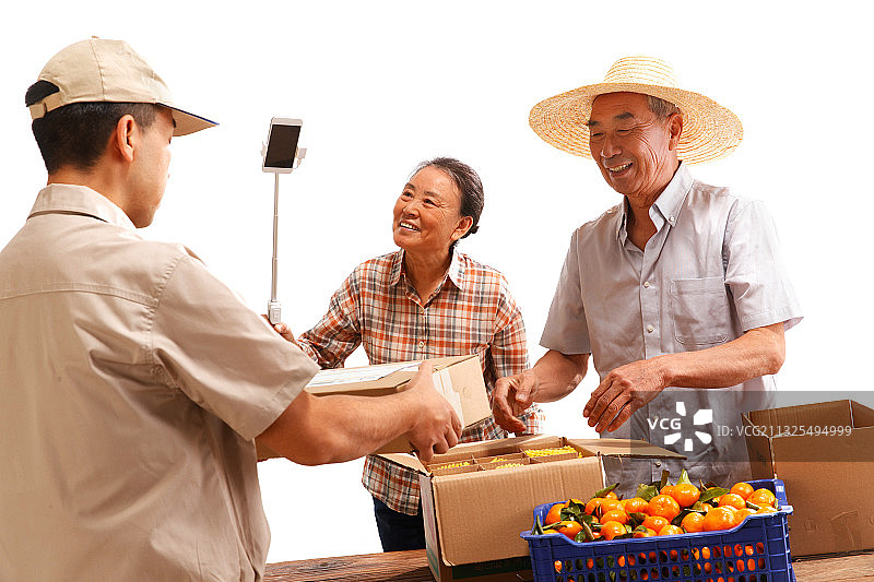 农民在线直播快递农产品图片素材