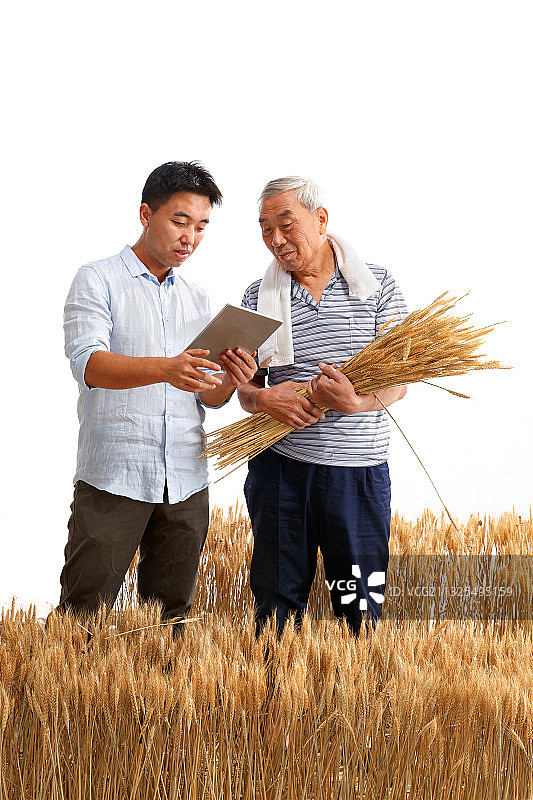 科研人员和农民交流技术图片素材