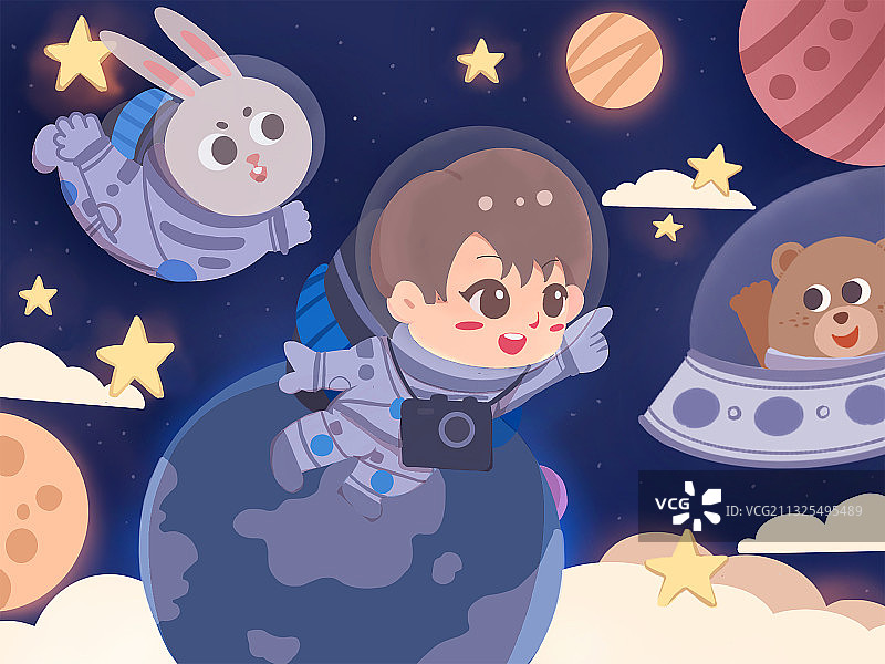儿童插画-宇宙冒险家图片素材
