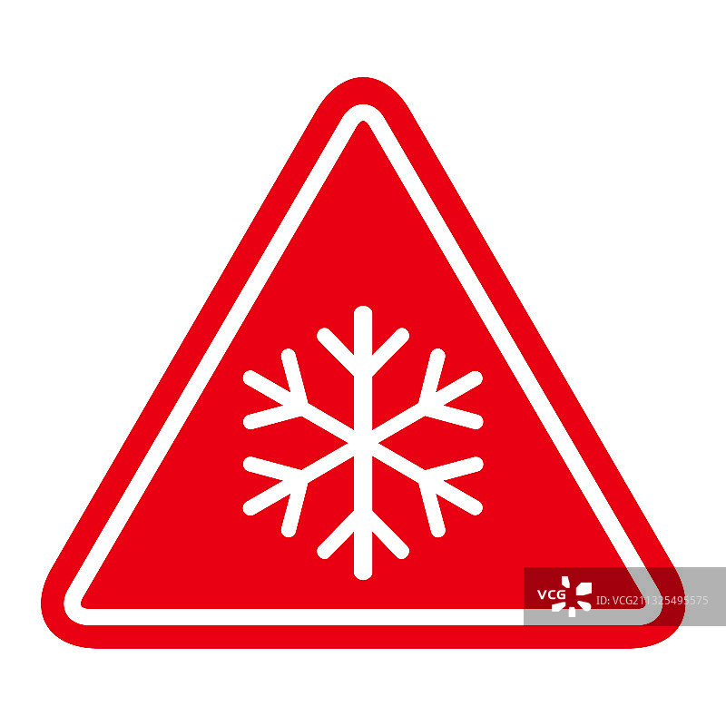 冬季雪花图标：危险冰凌警示标志图片素材