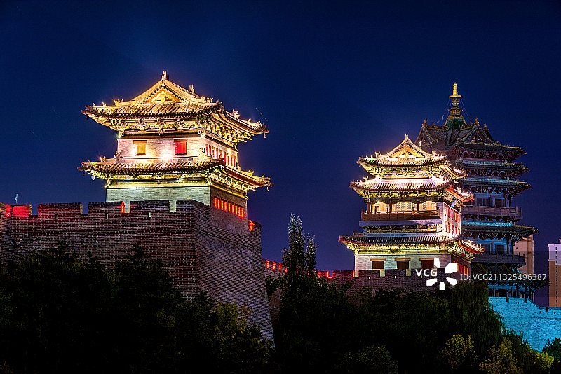 中国山西大同古城夜景风光图片素材