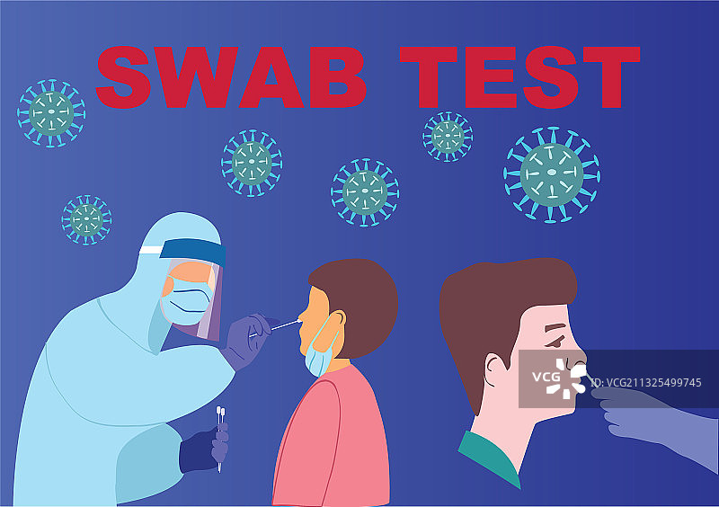 病人接受新冠病毒鼻拭子检测图片素材