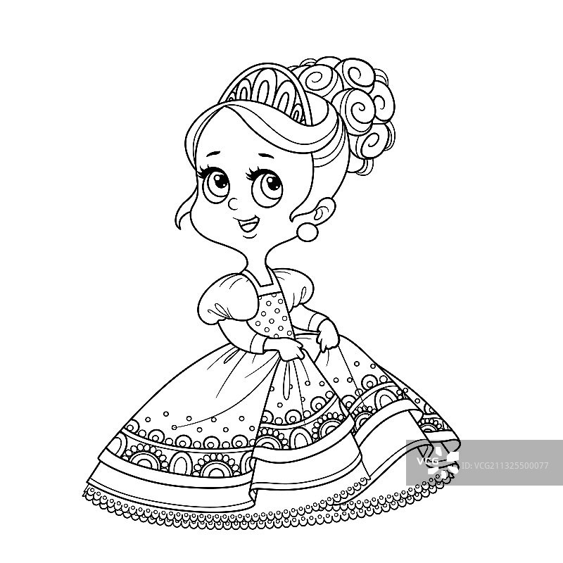 穿着舞会礼服的可爱公主轮廓图片素材
