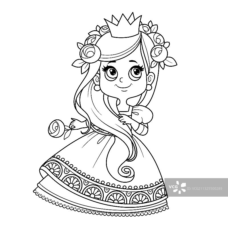 舞会礼服长发可爱公主图片素材