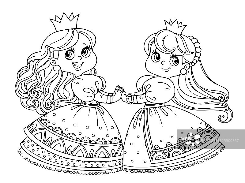 两位可爱公主牵手跳舞图片素材