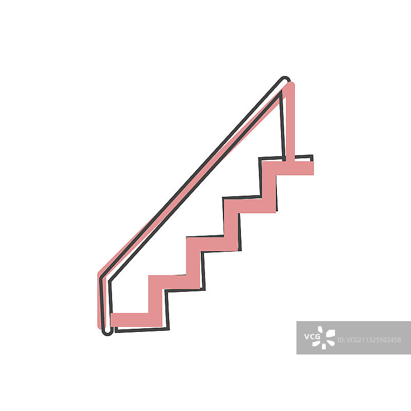 白色背景上的卡通风格楼梯图标图片素材
